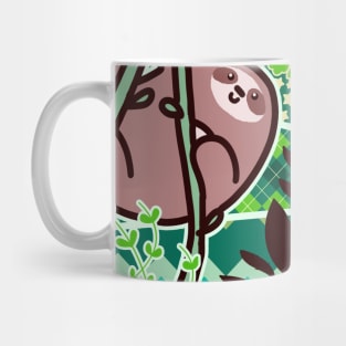 Vine Sloth with Green Patterns Mug